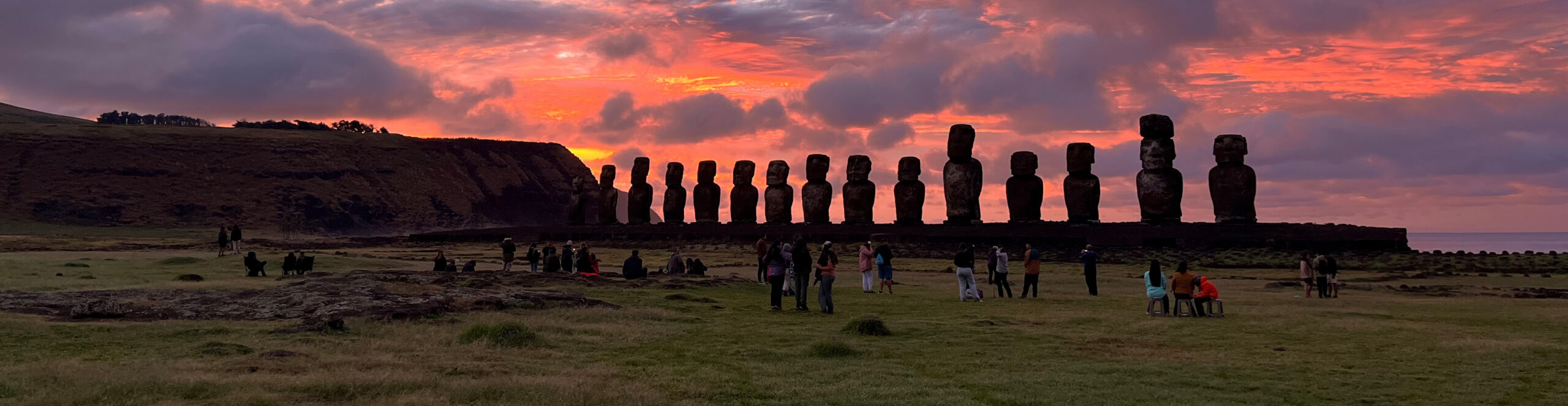Moai statues at sunset - Indigenous heritage